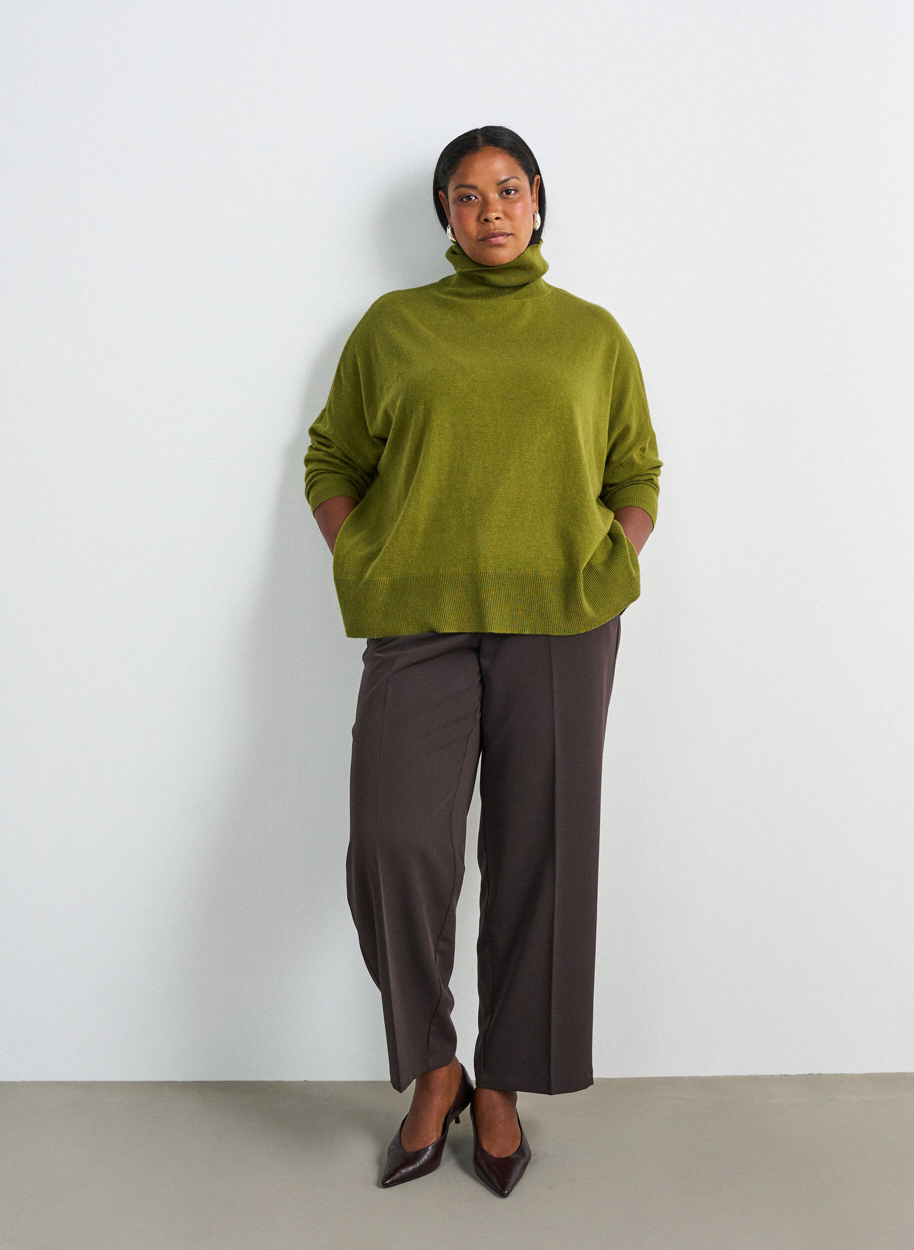 ZizziV&auml;lj&auml; pooloneulepusero, Vihre&auml;, Model image number 1