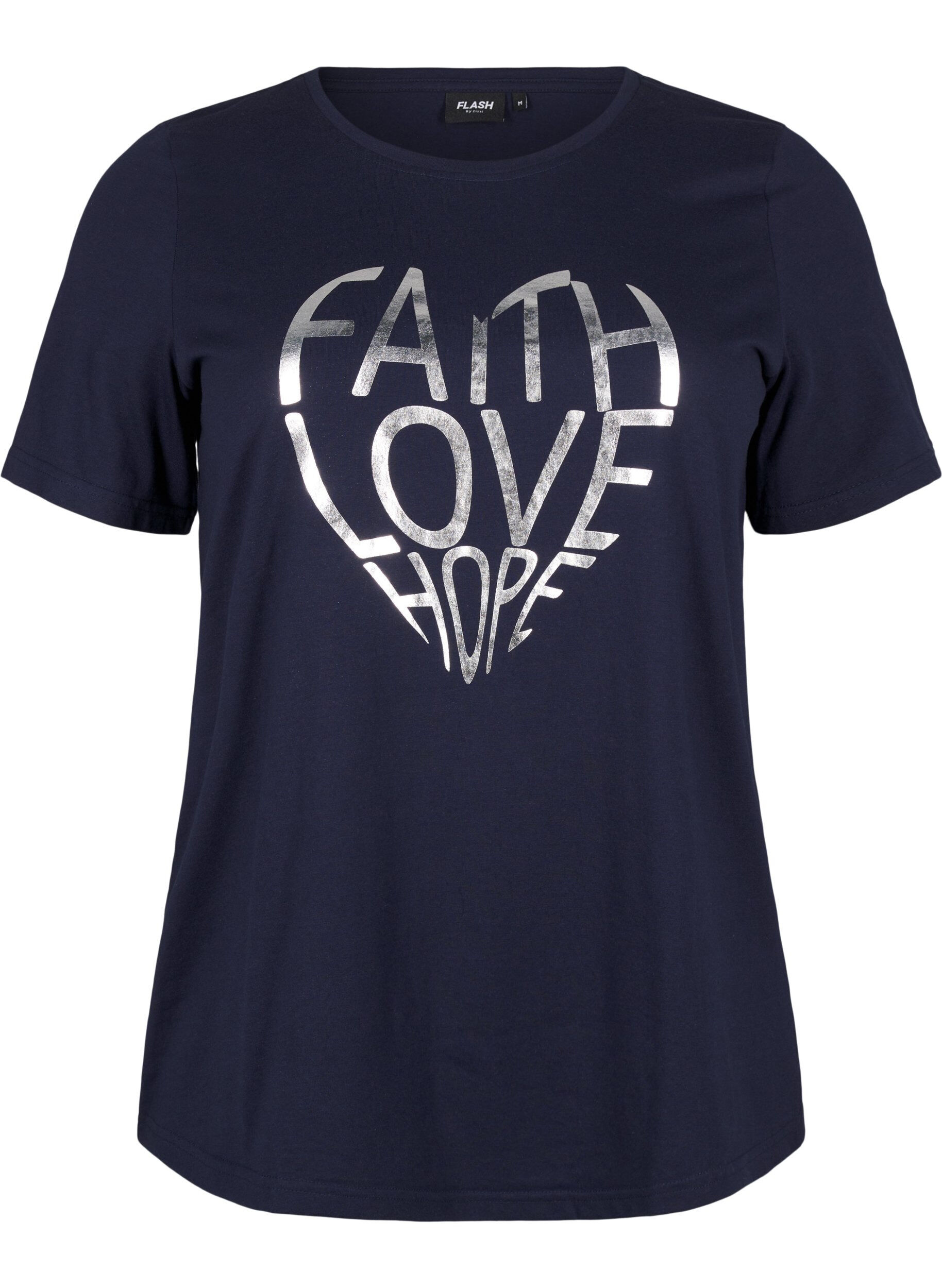 Zizzi FLASH &ndash; kuviollinen t-paita, Navy B. Silver Faith, Packshot image number 0