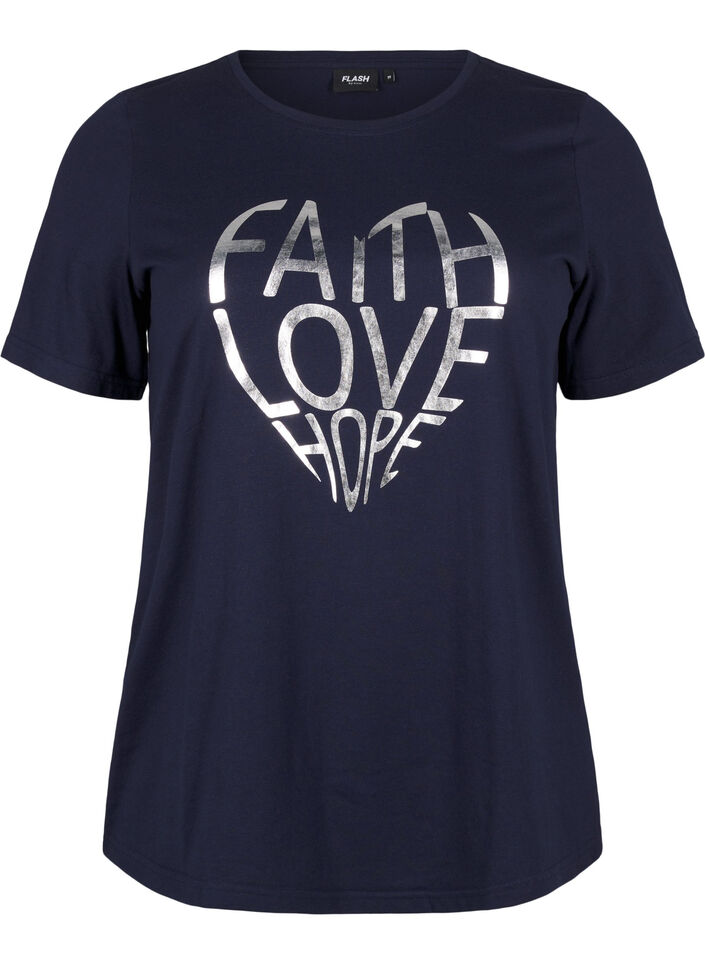 FLASH – kuviollinen t-paita, Navy B. Silver Faith, Packshot image number 0