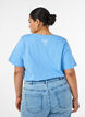 Puuvillainen V-aukollinen T-paita etupainatuksella, Sininen, Model image number 2