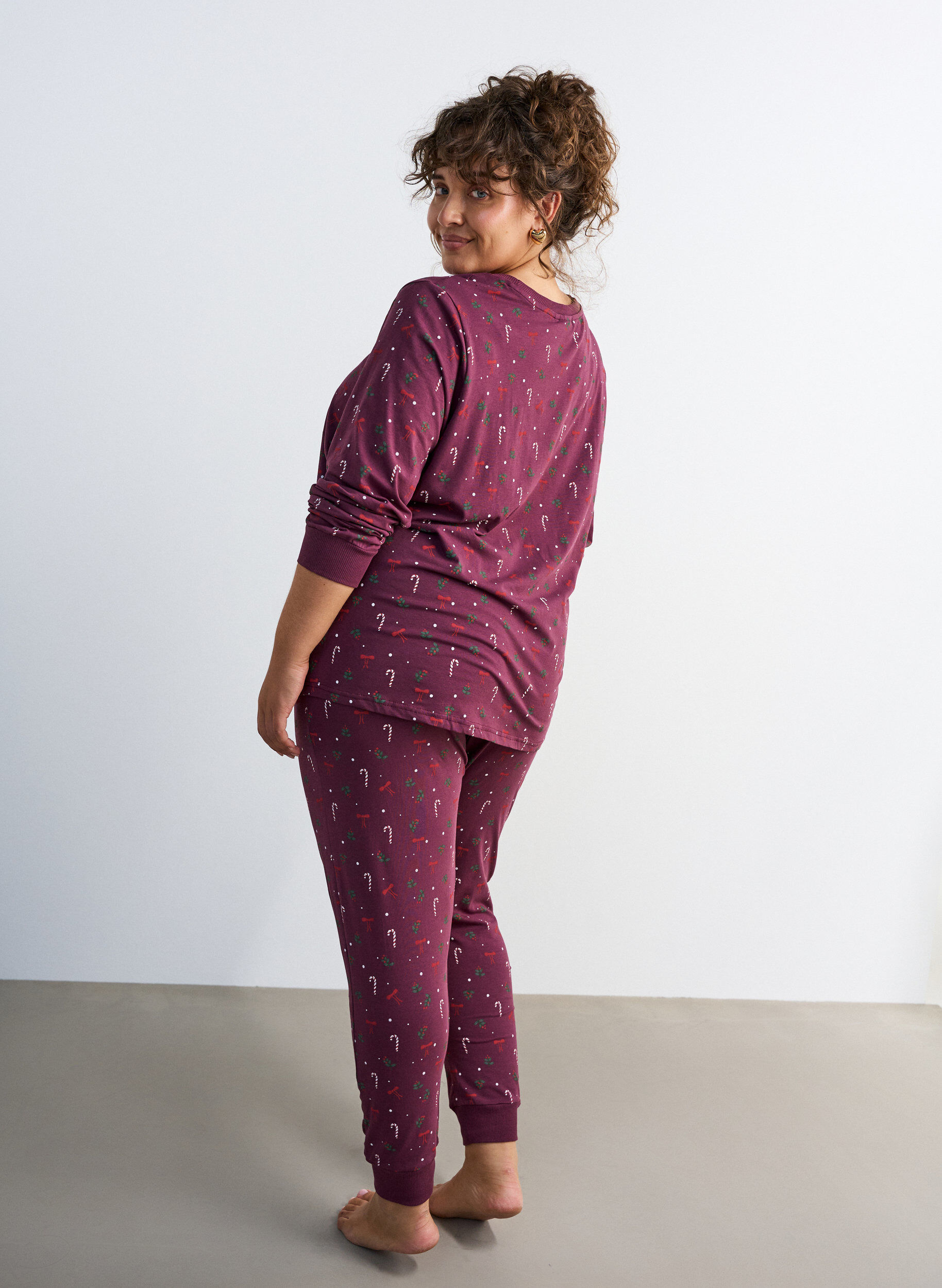 ZizziPainetut pyjamahousut, Tumma Bordeaux, Model image number 1
