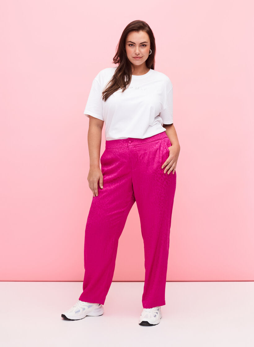 Luomupuuvillasta valmistettu t-paita, jossa on koristeellisia kiviä, White, Model image number 2