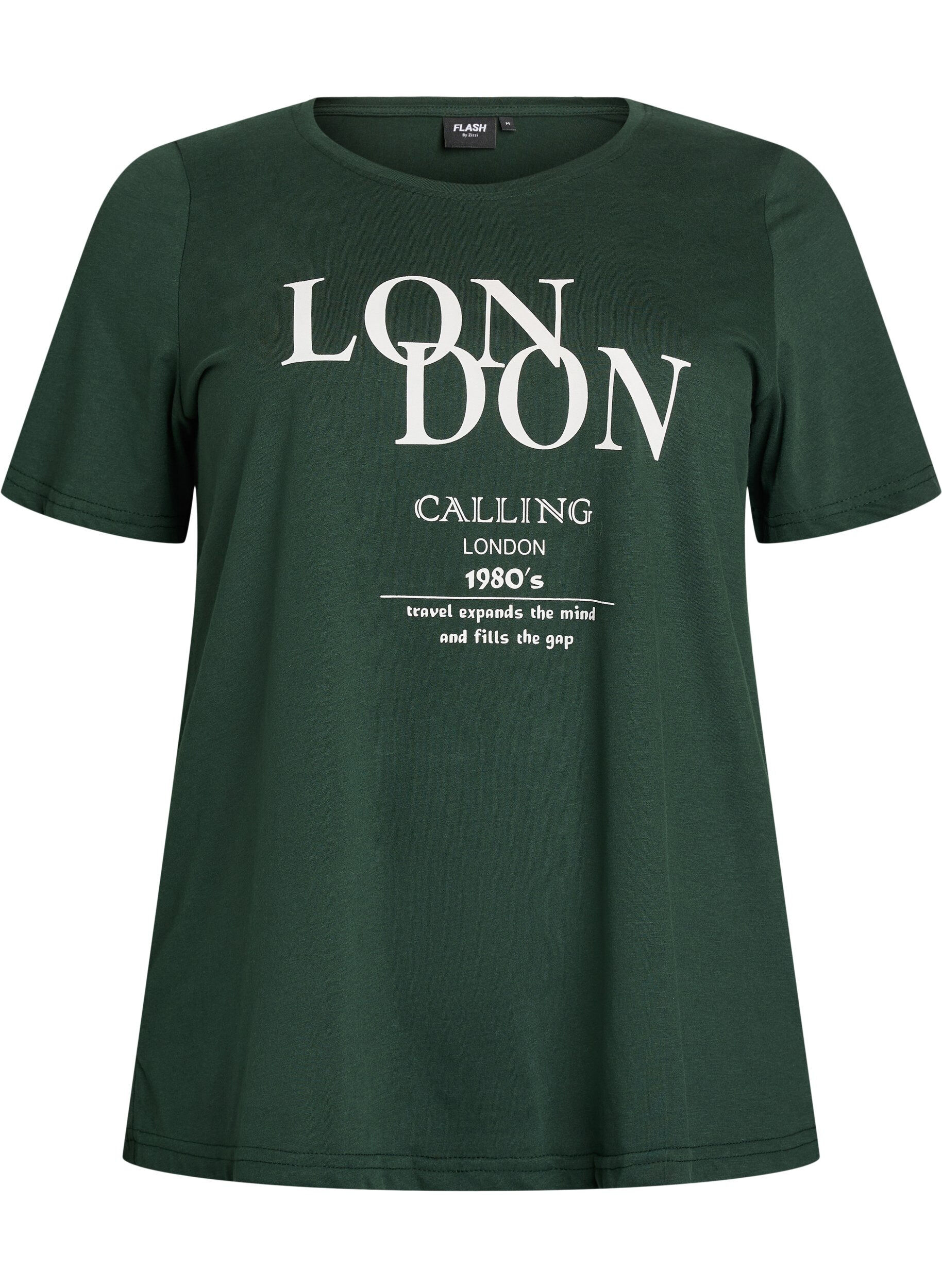 Zizzi T-paita printill&auml;, Vihre&auml;, Packshot image number 0