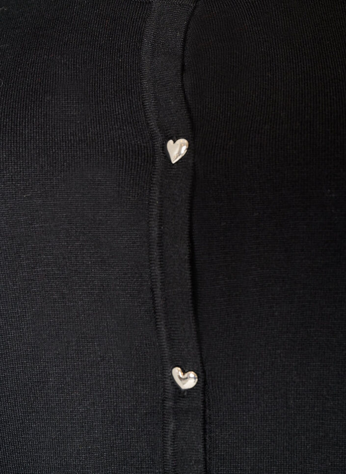 Neulecardigan syd&auml;nnapeilla ja lyhyill&auml; hihoilla, Musta, Packshot image number 2