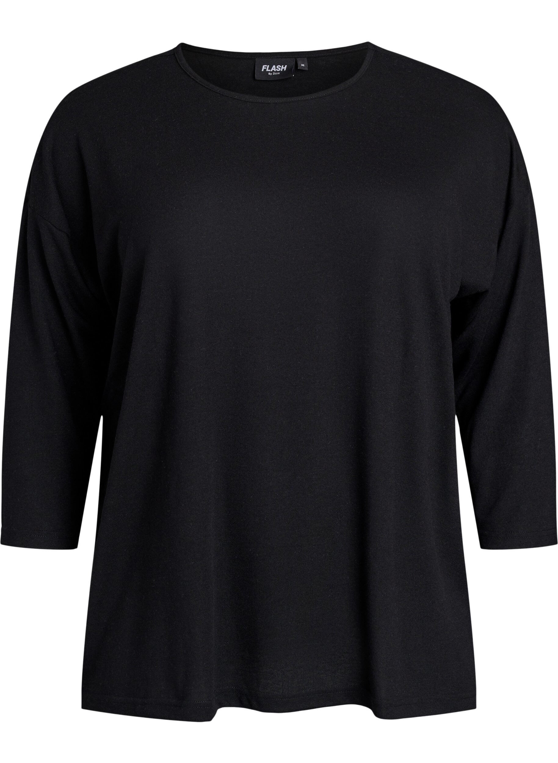 ZizziJersey -pusero 3/4-hihoilla, Musta, Packshot image number 0