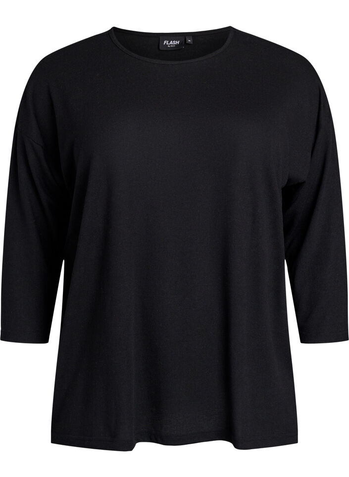 Jersey -pusero 3/4-hihoilla, Musta, Packshot image number 0