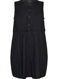 Hihaton puuvillamusliinimekko ny&ouml;rill&auml;, Musta