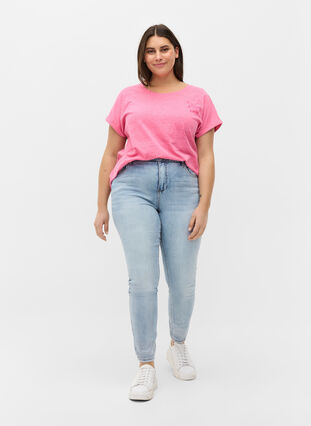 Meleerattu t-paita puuvillasta, Fandango Pink Mel, Model image number 2