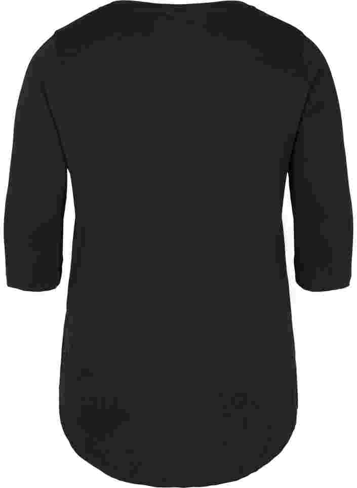 Puuvillainen t-paita 3/4-hihoilla, Black LOUNGE, Packshot image number 1