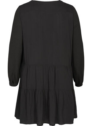 Pitkähihainen mekko a-mallissa, Black, Packshot image number 1