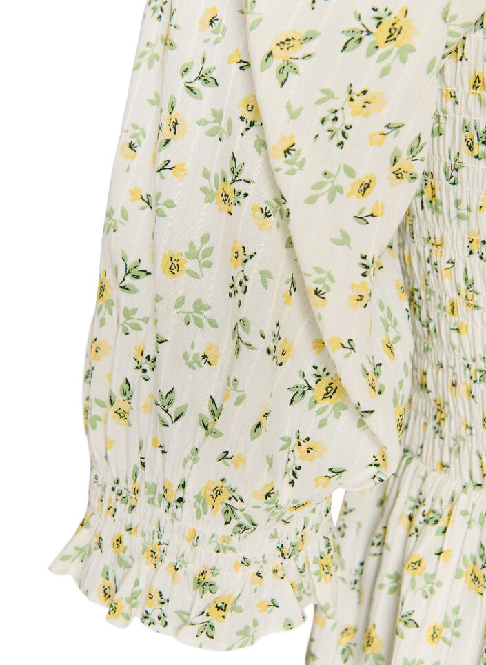 Kukkakuvioinen kes&auml;mekko viskoosista, Valkoinen, Packshot image number 3