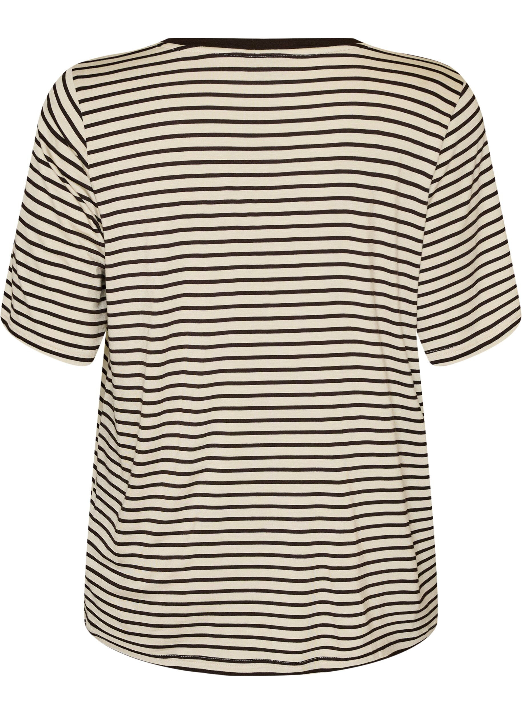 ZizziT-paita TENCEL&trade; Lyocellista ja raidoilla, Ruskea, Packshot image number 1
