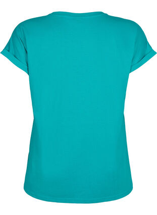 Lyhythihainen puuvillasekoitteinen T-paita, Teal Blue, Packshot image number 1