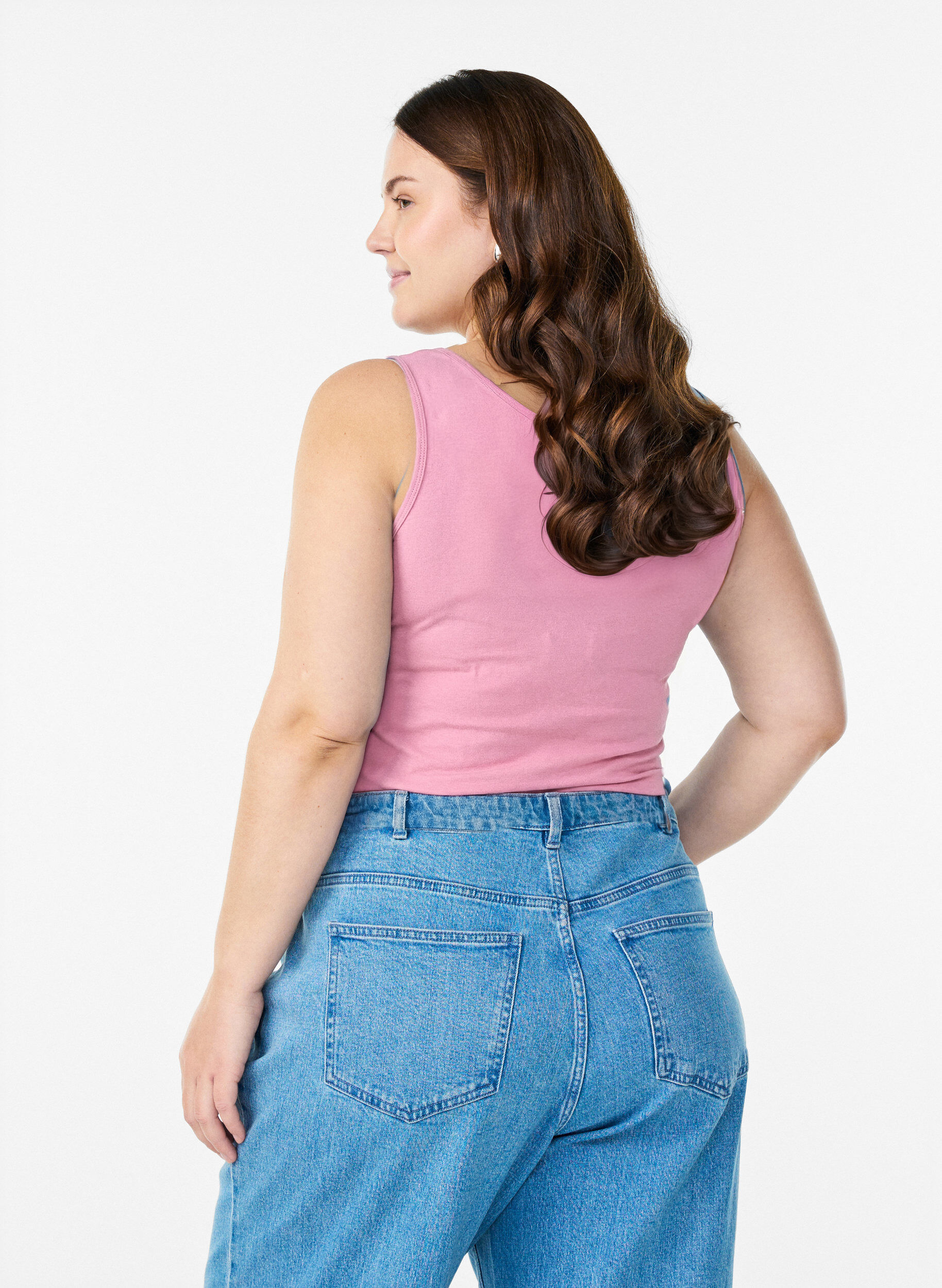 ZizziYksiv&auml;rinen perus paita puuvillasta, Vaaleanpunainen, Model image number 2