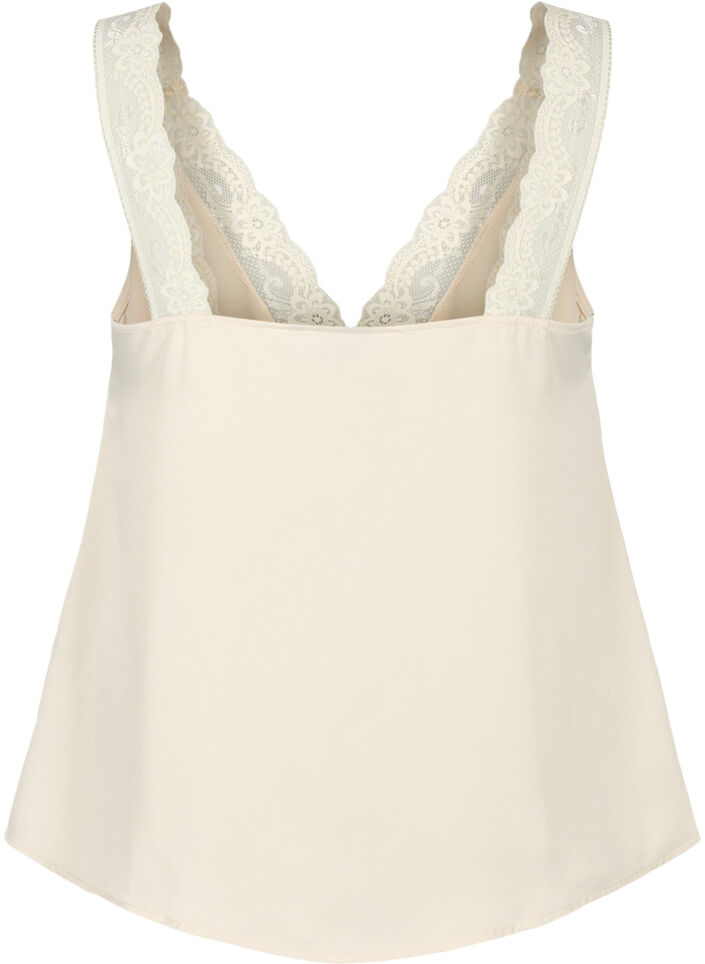 FLASH – Toppi, jossa on V-pääntie ja pitsireunus, Fog, Packshot image number 1