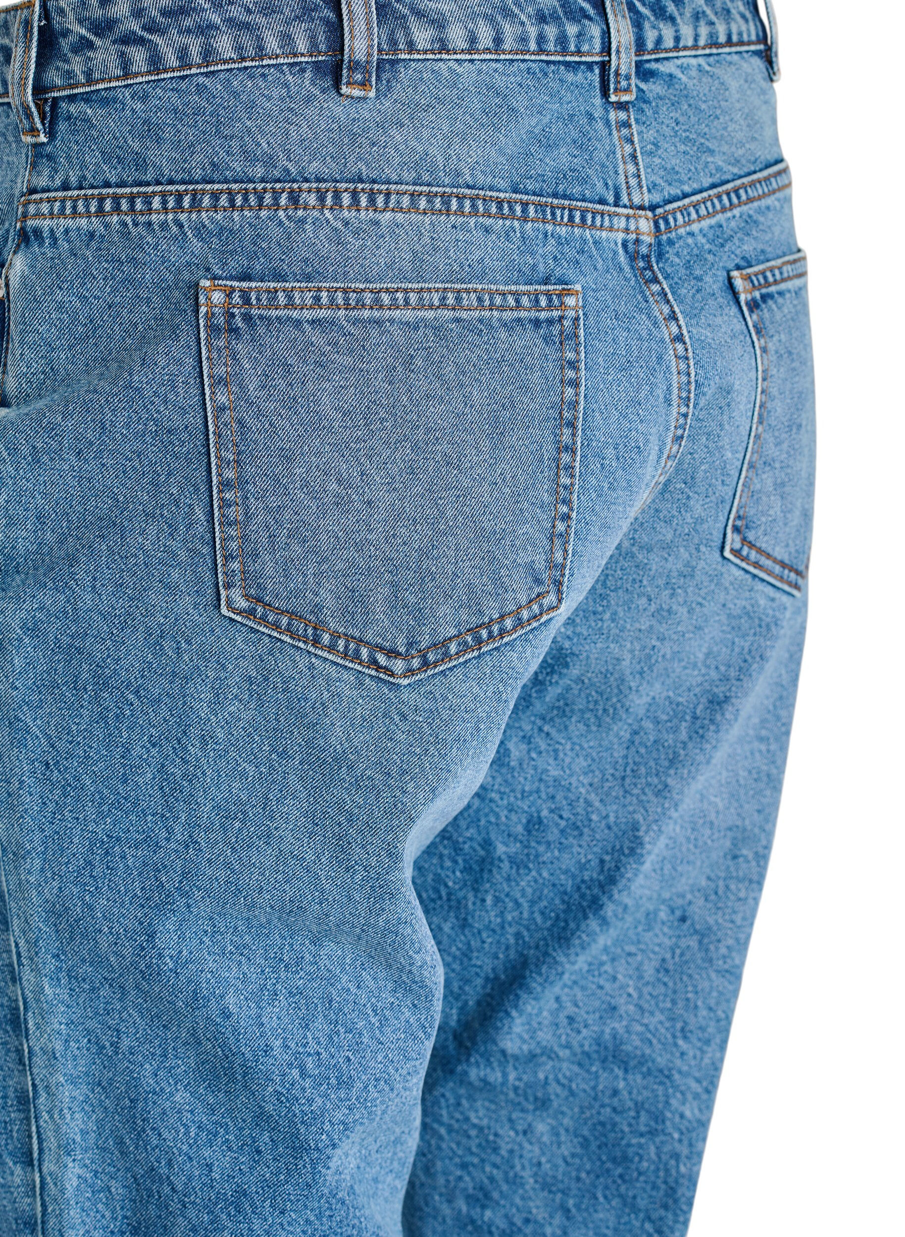 ZizziMille Mom Fit -farkut korkealla vy&ouml;t&auml;r&ouml;ll&auml;, Sininen, Packshot image number 3