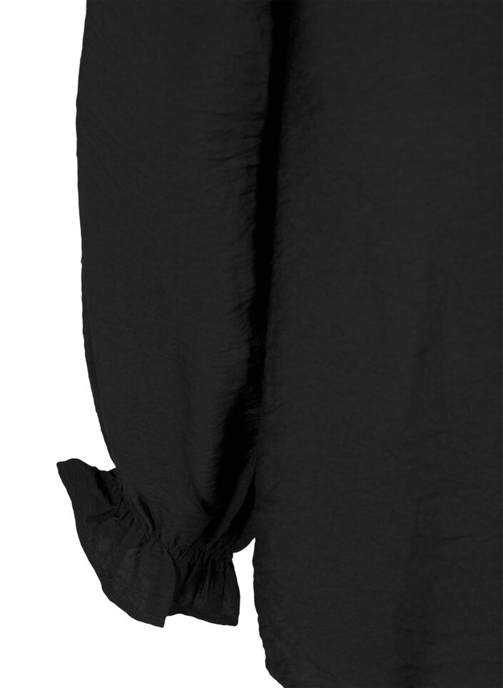 Pitkähihainen pusero V-pääntiellä, Black, Packshot image number 3