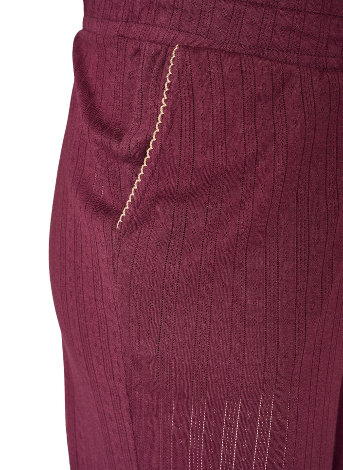 Luomupuuvillaiset pyjamahousut rei&rsquo;itetyll&auml; kirjailulla, Tumma Bordeaux, Packshot image number 2