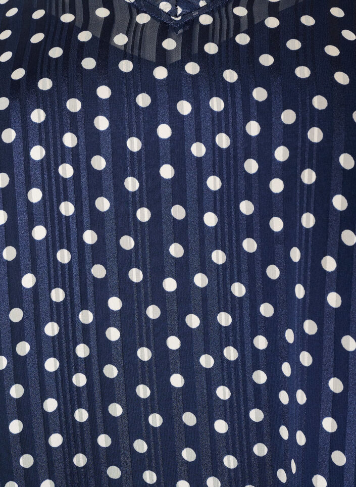 Kuviollinen mekko r&ouml;yhel&ouml;ill&auml; ja pitkill&auml; hihoilla, Sininen, Packshot image number 2