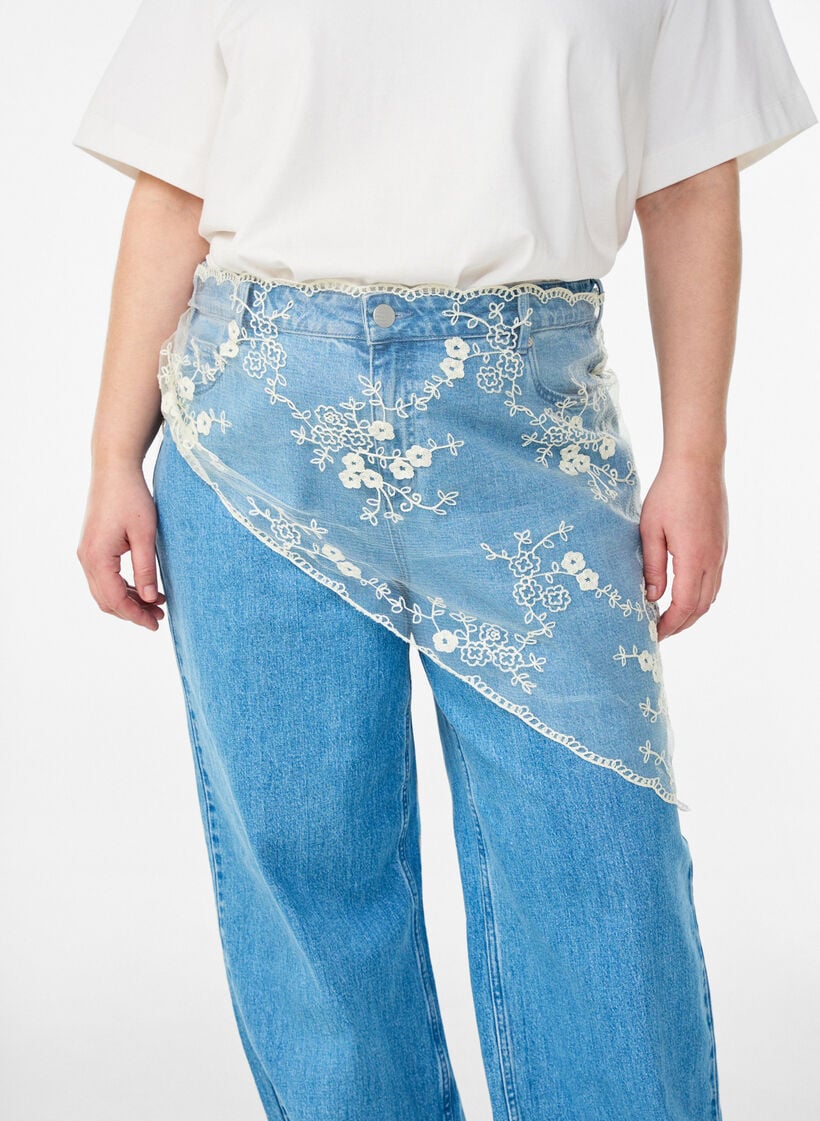 Kolmiomainen pitsihuivi, Beige, Model image number 0