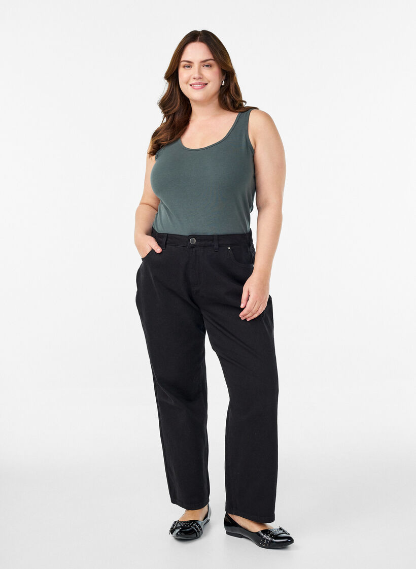 Yksiv&auml;rinen perus paita puuvillasta, Vihre&auml;, Model image number 1
