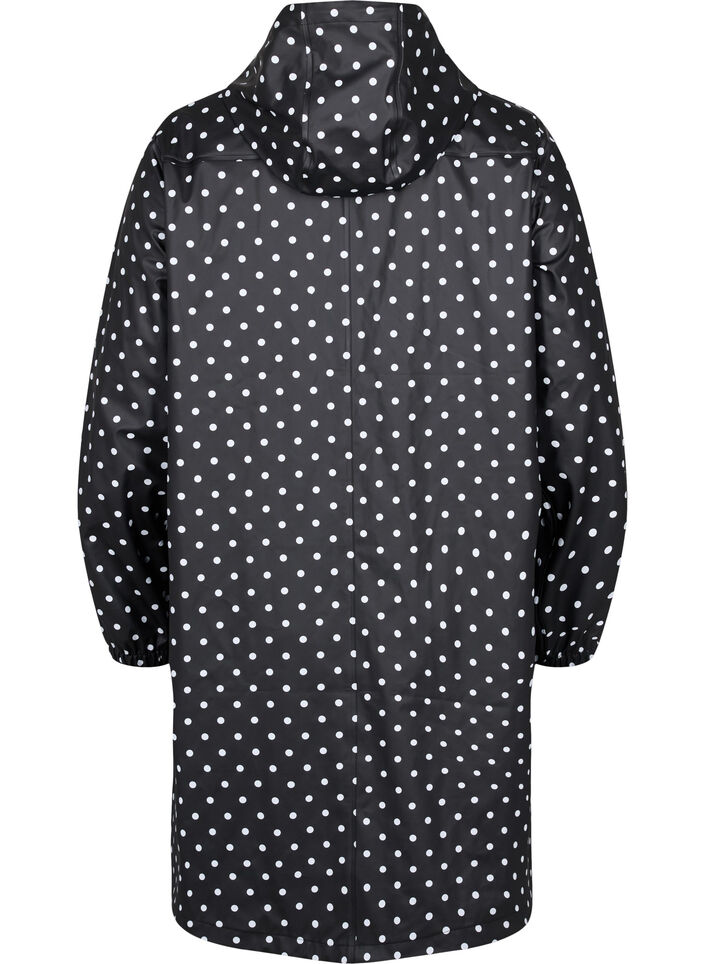 Pilkullinen sadetakki hupulla, Black W/White Dot, Packshot image number 1