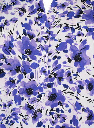 Pusero lyhyillä hihoilla ja v-pääntiellä, Purple Small Flower, Packshot image number 2