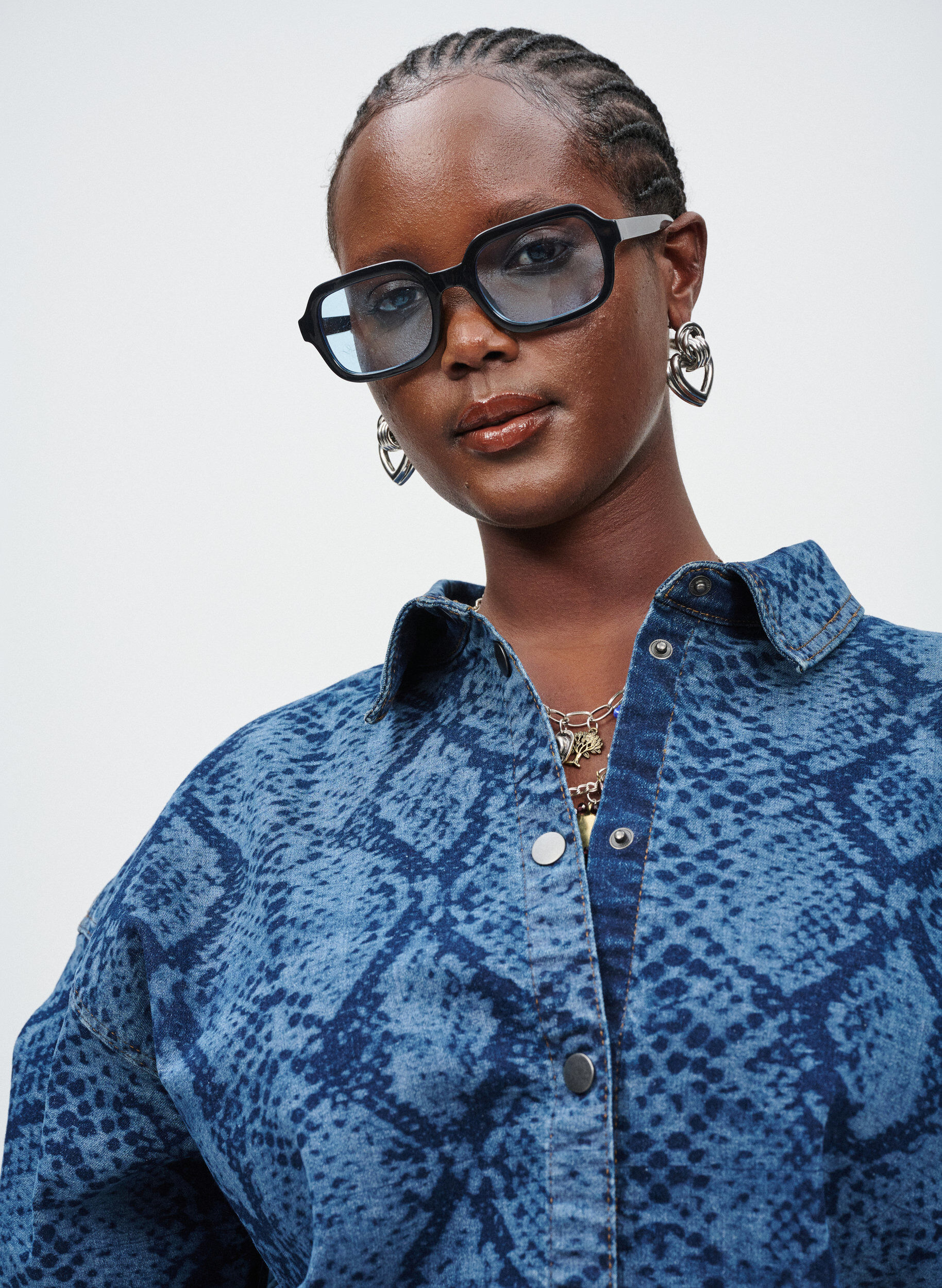 Zizzi Rento farkkupaita k&auml;&auml;rmeprintill&auml;, Sininen, Image image number 0