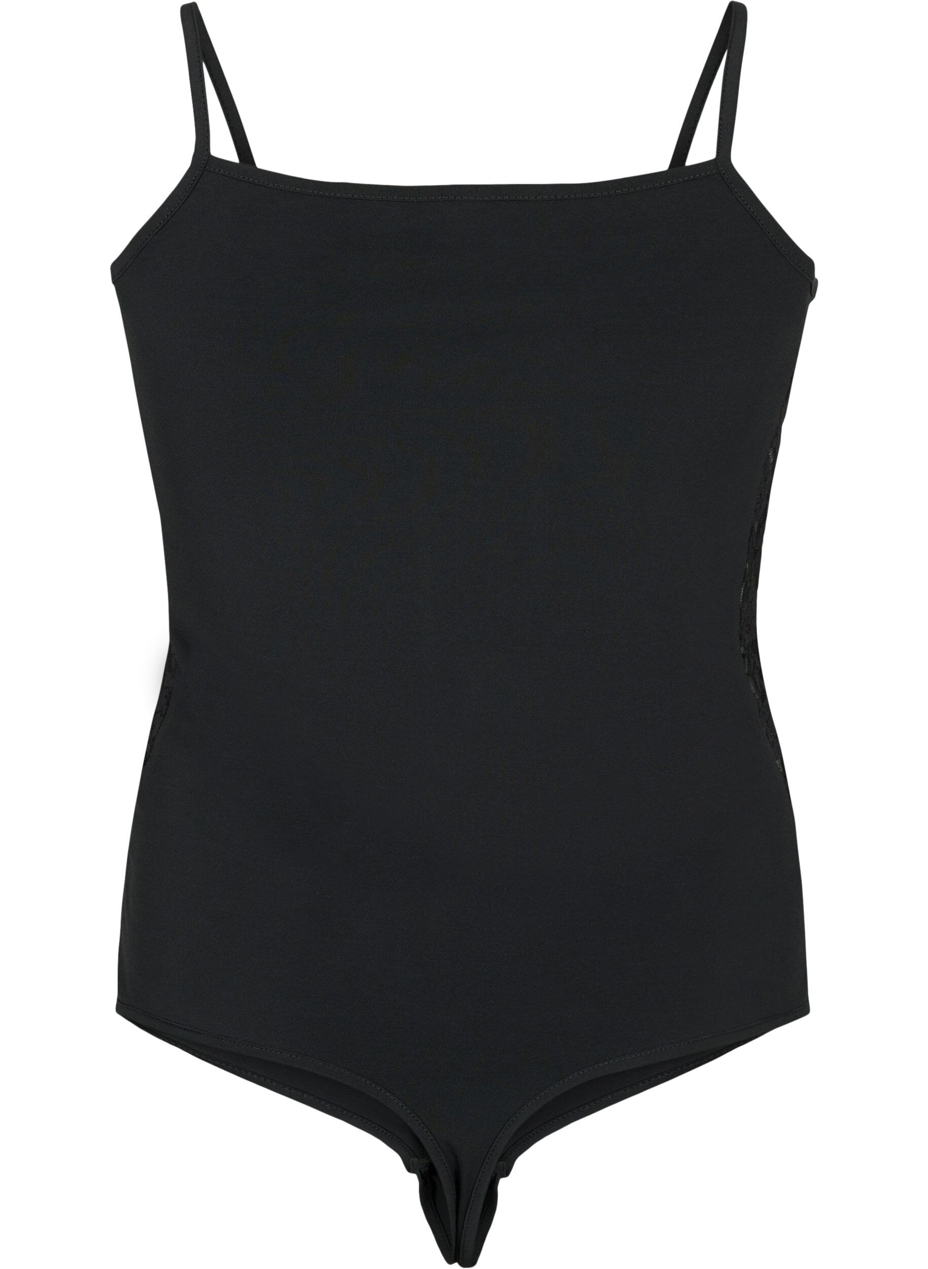 Zizzi Bodystocking pitsill&auml; ja kapeilla nauhoilla, Black, Packshot image number 1