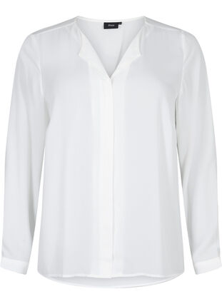Yksivärinen paita v-pääntiellä, Bright White, Packshot image number 0