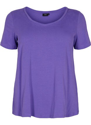 Yksivärinen perus t-paita puuvillasta, Ultra Violet, Packshot image number 0