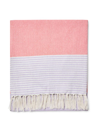 Raidallinen hammam-pyyhe hapsuilla, Pastel Lilac Comb, Packshot image number 1