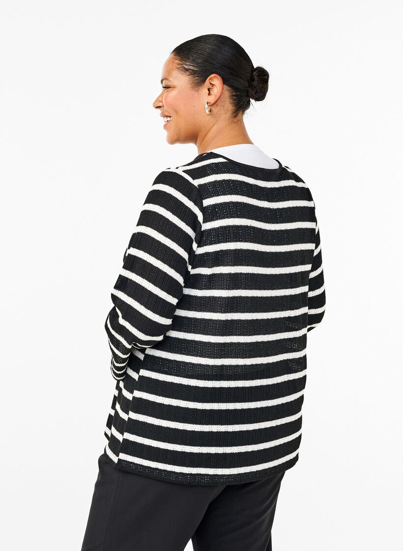 Neuletakki nauhoilla, Black White stripe, Model image number 1