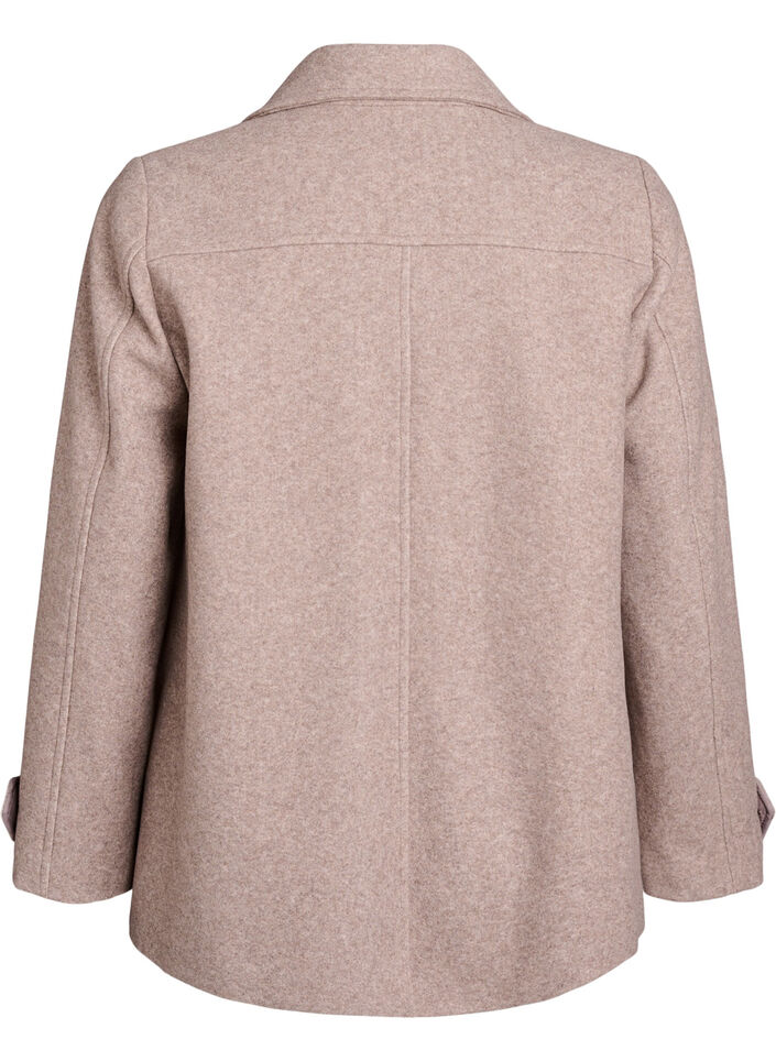 Lyhyt takki kaksoisnapituksella, Beige, Packshot image number 1