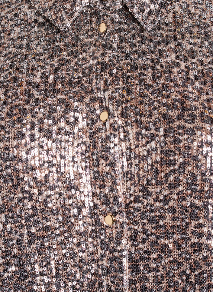 Paljettipaita, jossa pitkät hihat, Ruskea, Packshot image number 2