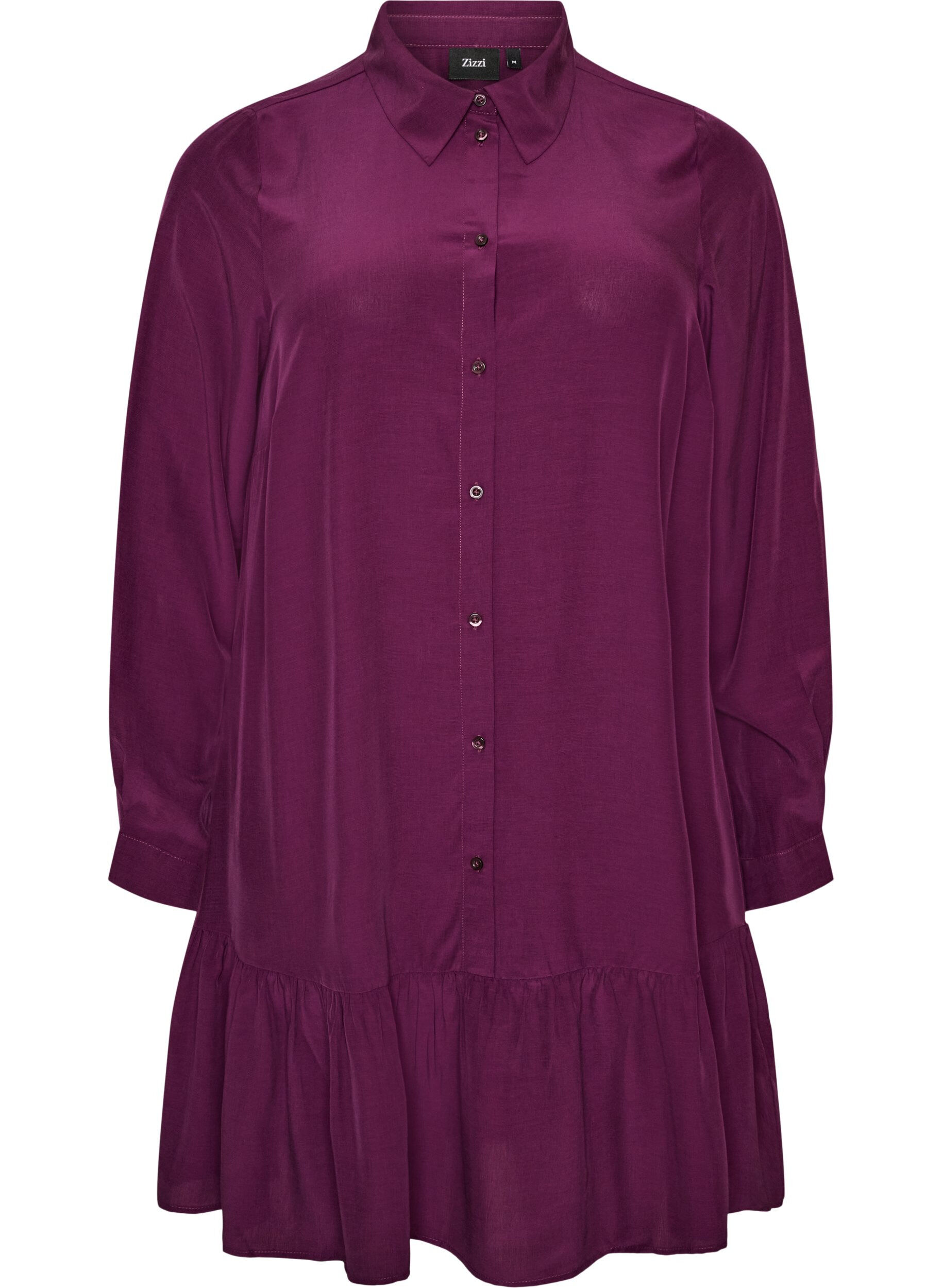 ZizziLyhyt paitamekko r&ouml;yhel&ouml;kerroksella, Violetti, Packshot image number 0