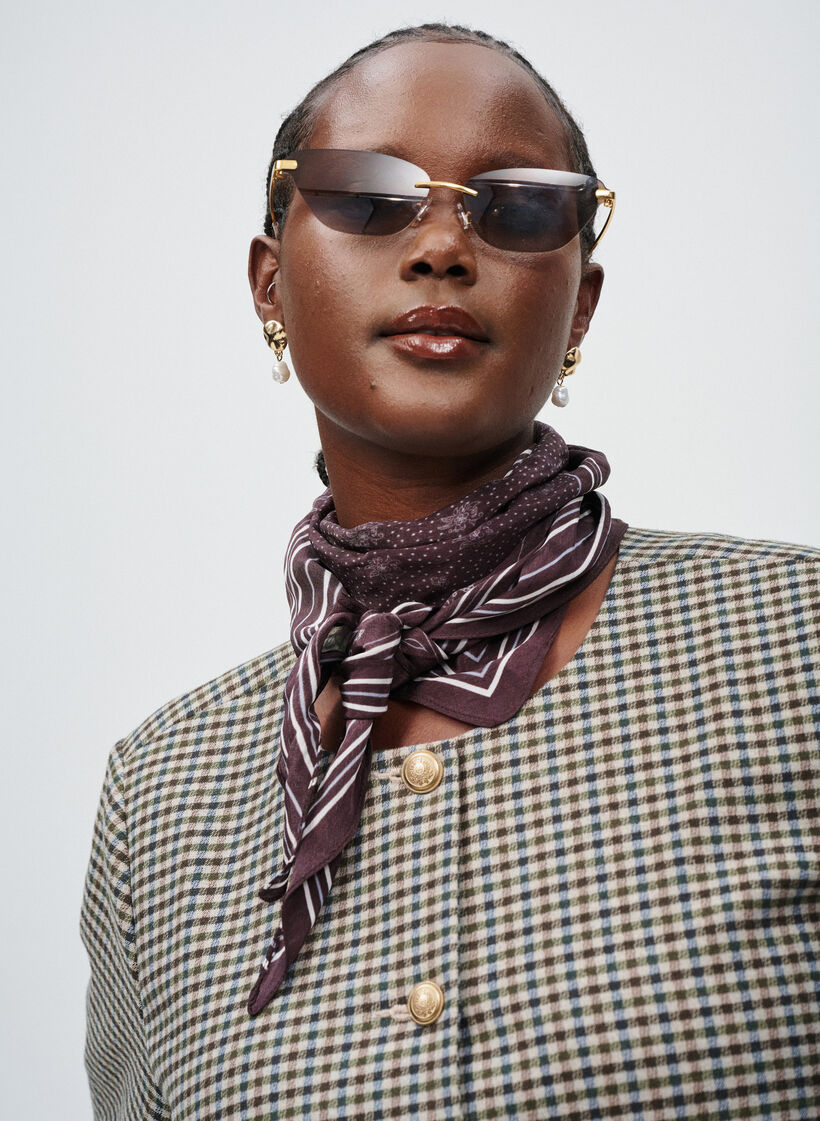 Lyhyt takki kultaisilla napeilla, Ruskea, Image image number 0