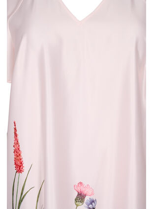 Kukkakuvioinen midi-mekko lyhyillä hihoilla, White Sand, Packshot image number 2