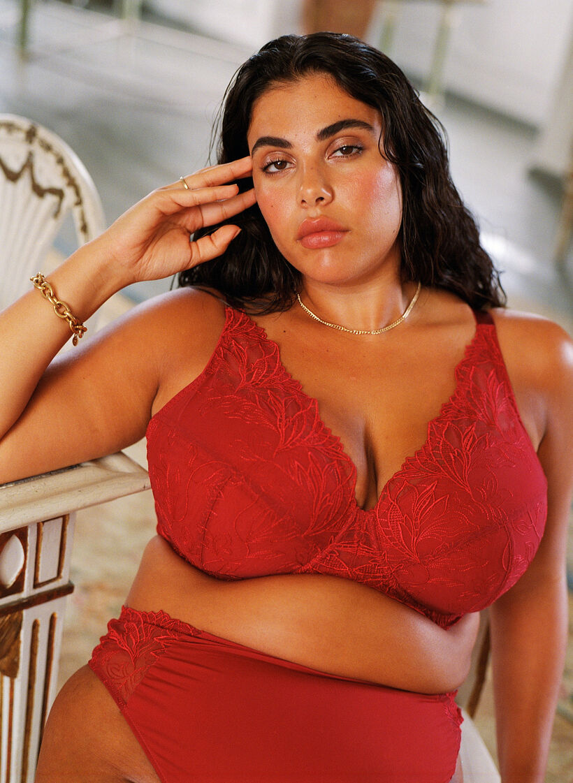 Topatut pitsirintaliivit kaarituella, Punainen, Image image number 0