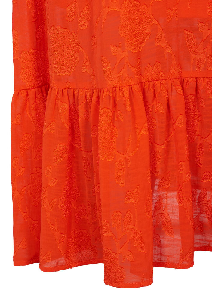 Pitkähihainen midi-mekko jacquard- kankaalla, Orange.com, Packshot image number 3