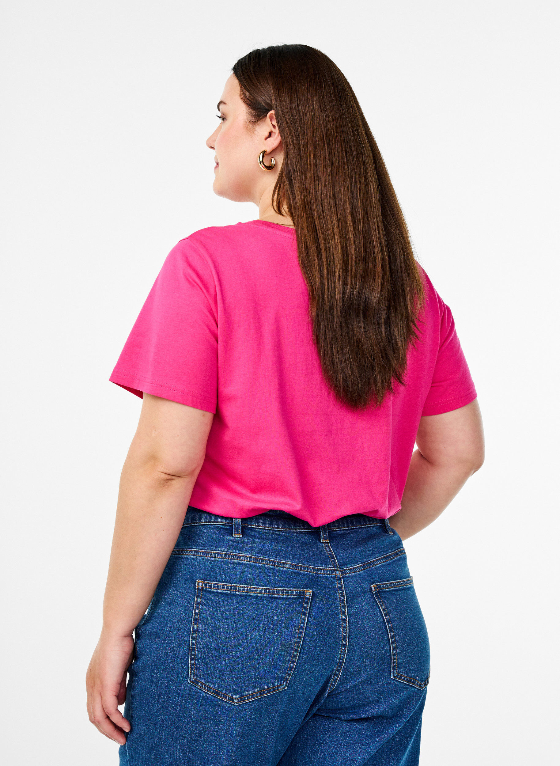 Zizzi Puuvillainen T-paita printill&auml;, Raspb. w. Strawberry, Model image number 1