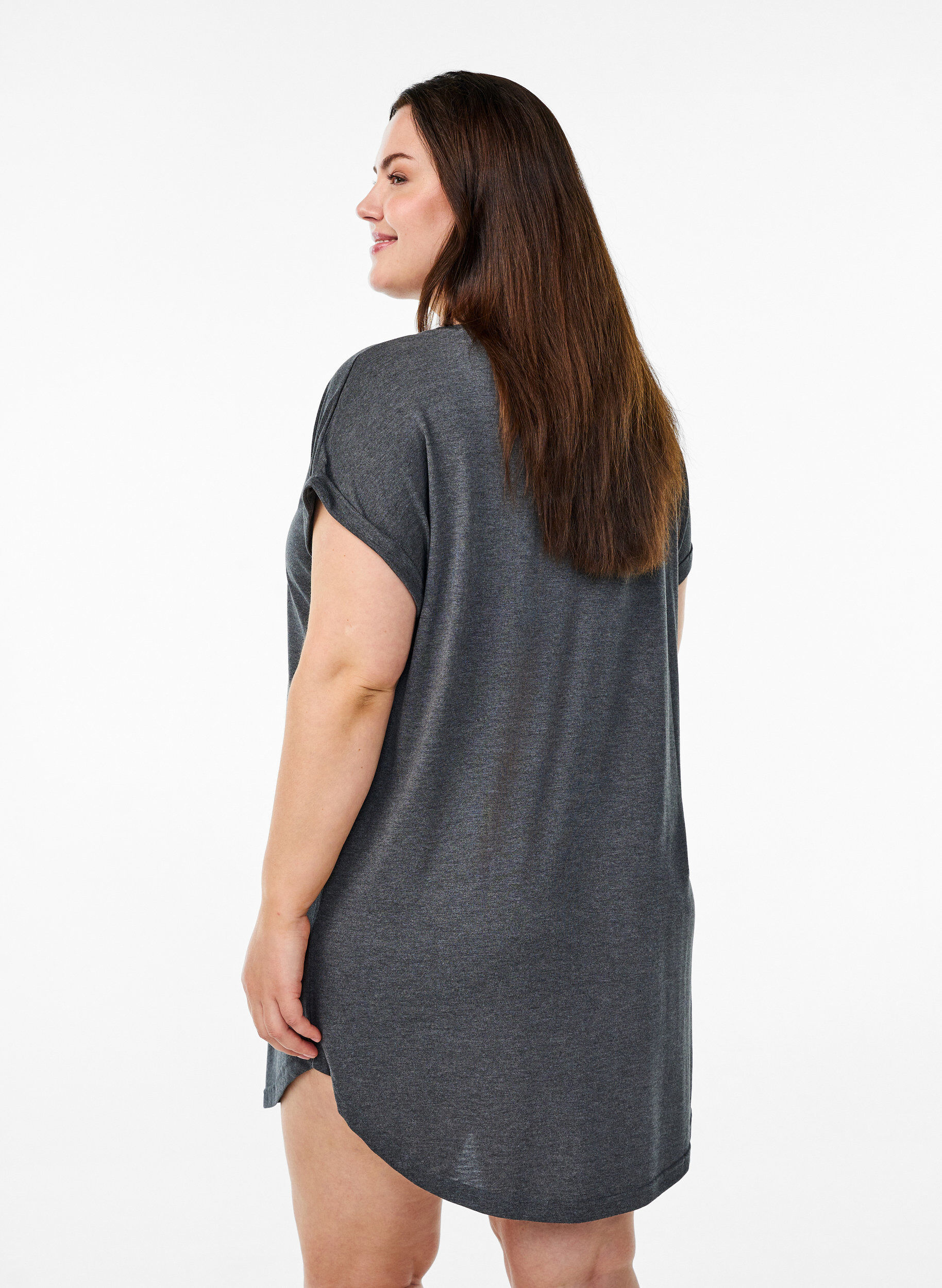 Zizzi Lyhythihainen y&ouml;paita tekstipainatuksella, Musta, Model image number 2