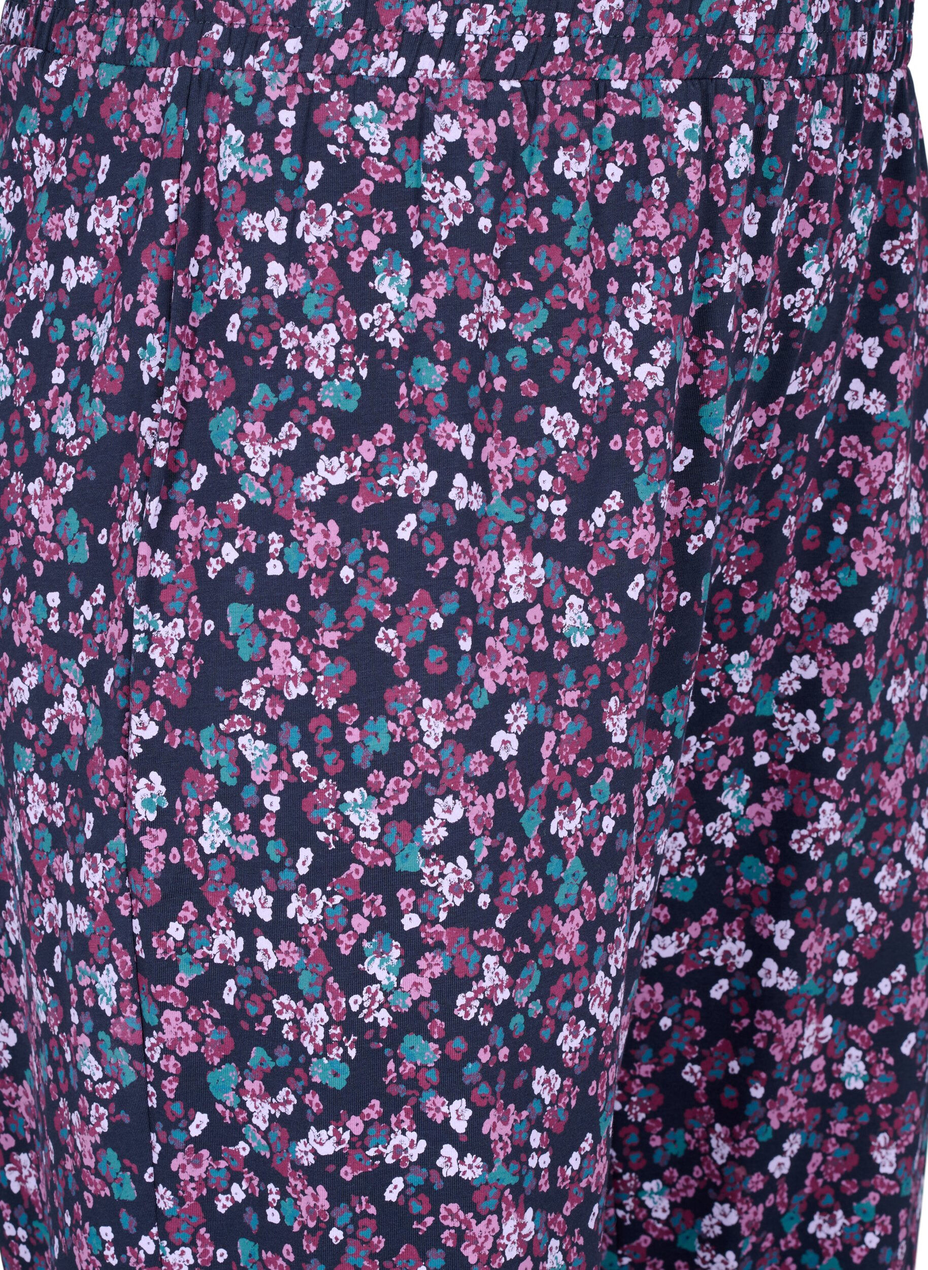 Zizzi Puuvillaiset pyjamahousut printill&auml;, Sininen, Packshot image number 2