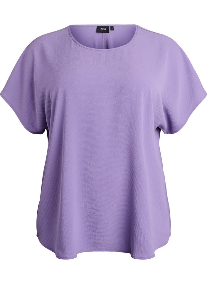 Pusero lyhyill&auml; hihoilla ja py&ouml;re&auml;ll&auml; p&auml;&auml;ntiell&auml;, Violetti, Packshot image number 0