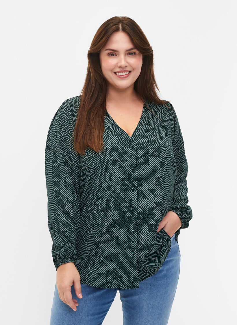 Paitapusero, jossa on v-pääntie ja kuvio, Scarab Graphic AOP, Model image number 0