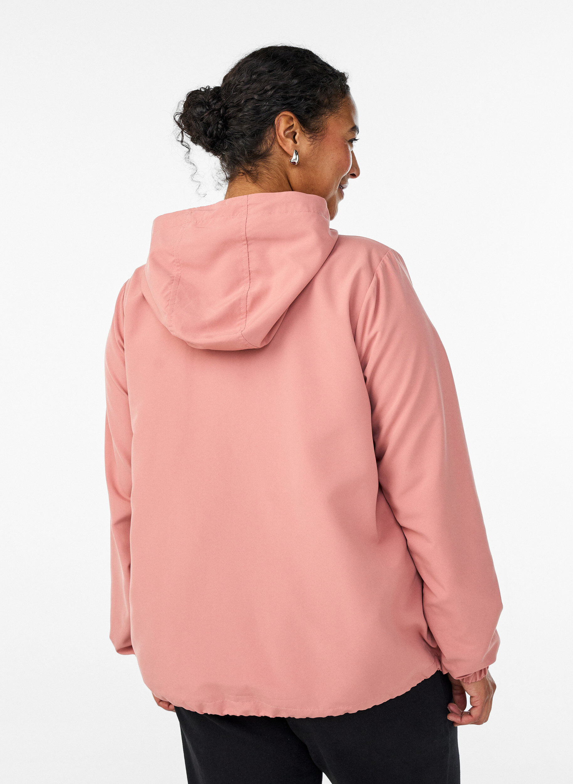 ZizziKevyt takki hupulla ja vetoketjulla, Vaaleanpunainen, Model image number 2