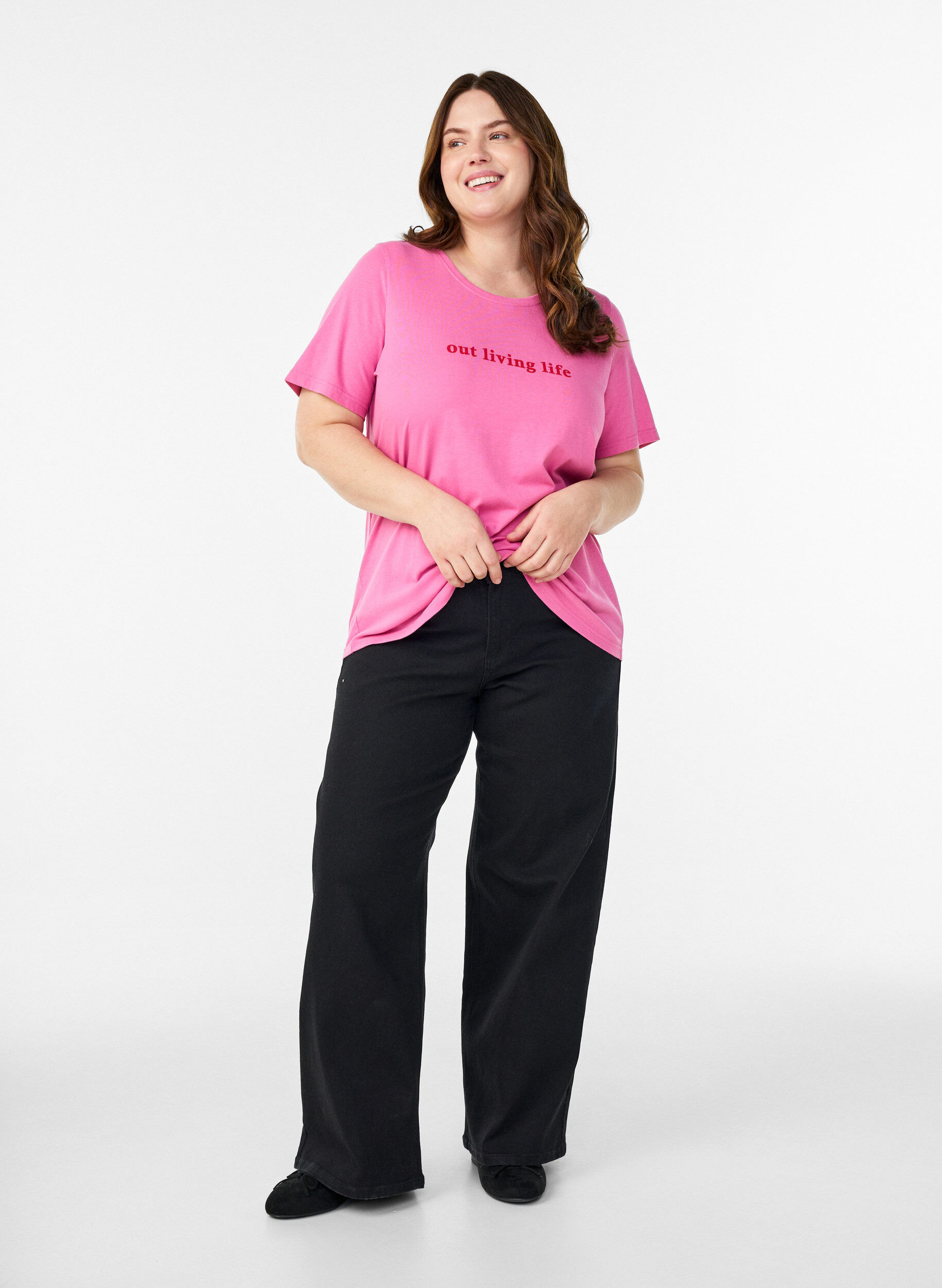 Zizzi FLASH - T-paita printill&auml;, Vaaleanpunainen, Model image number 1