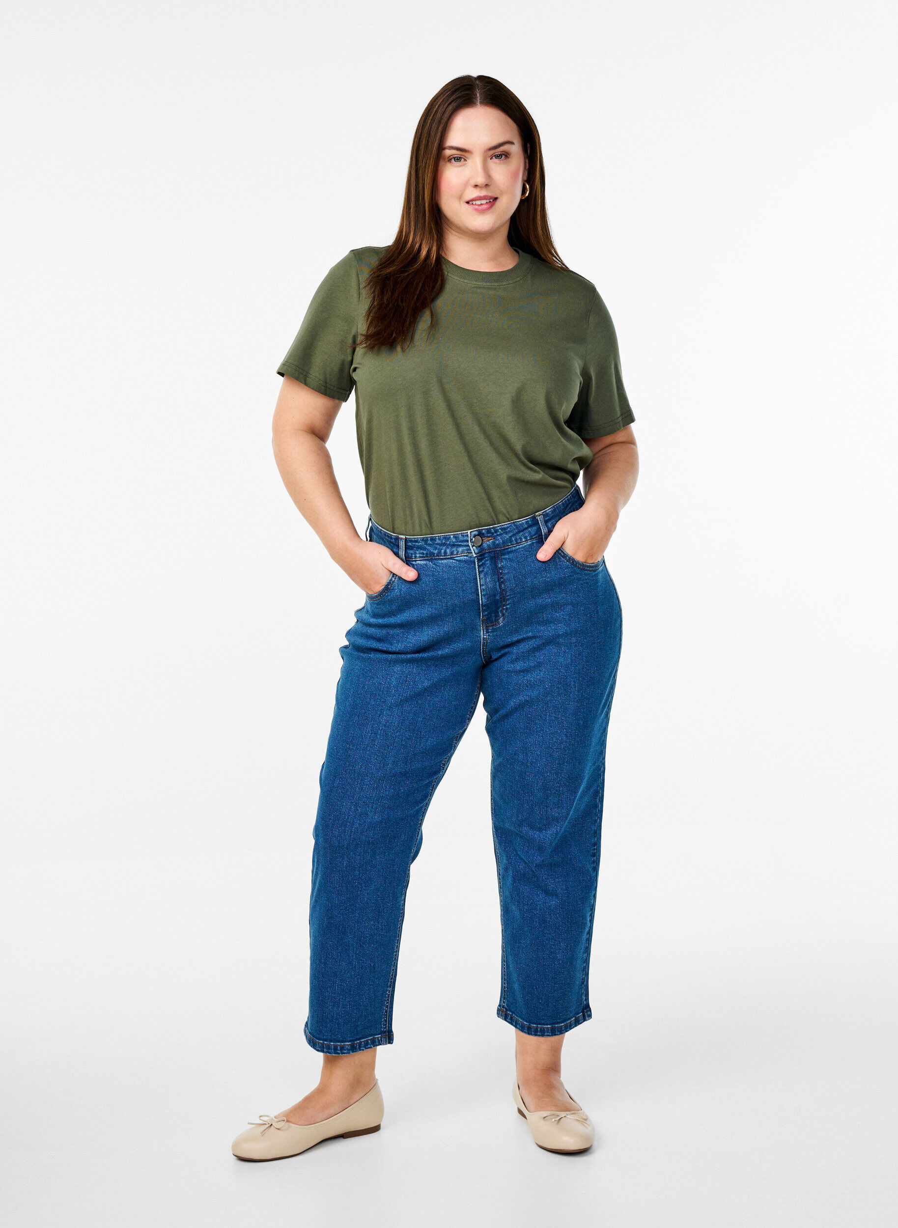 Cropped Vera -farkut, joissa on suora istuvuus, Sininen, Model