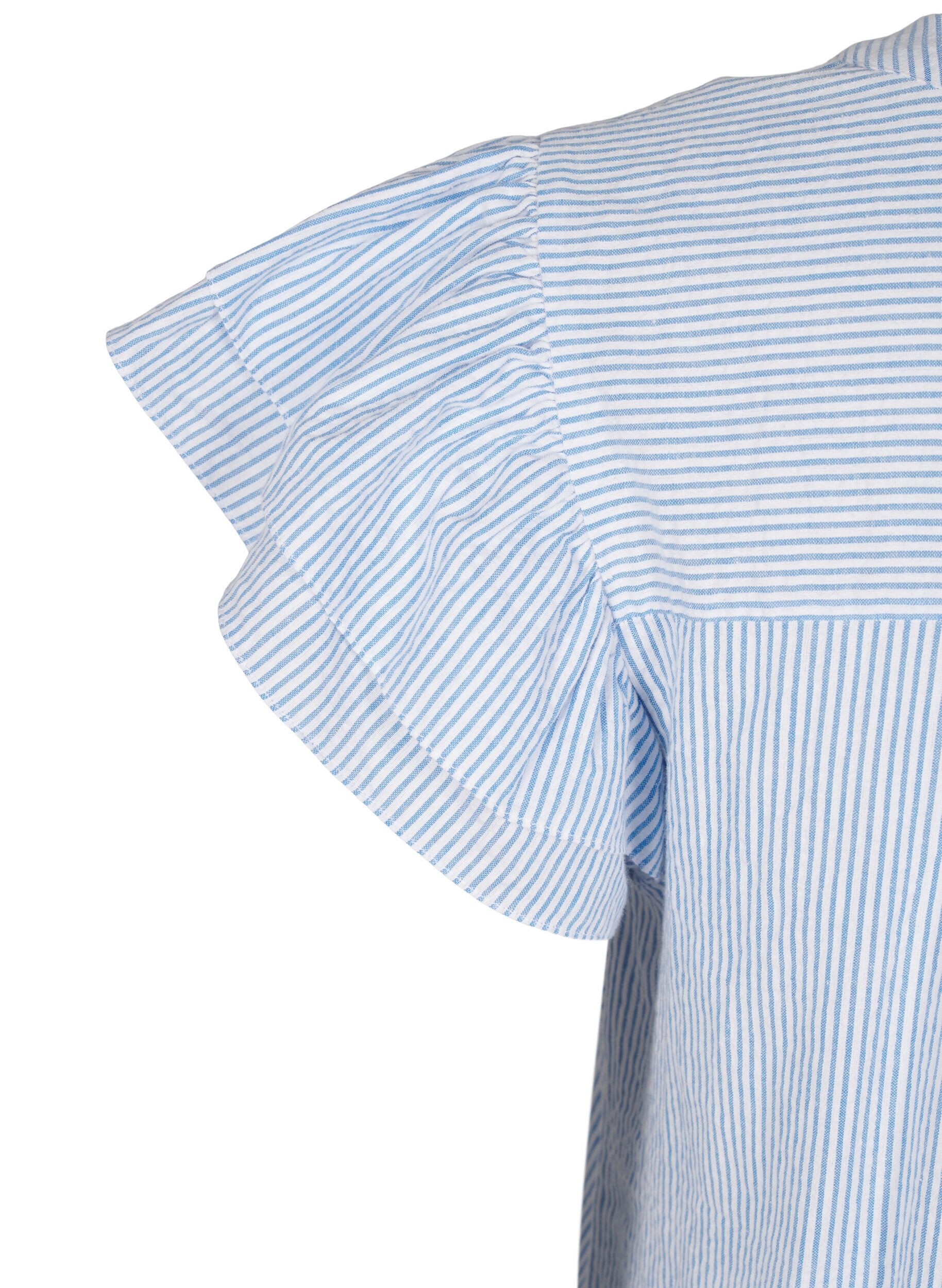 Zizzi Lyhyt raidallinen mekko r&ouml;yhel&ouml;ill&auml;, Sininen, Packshot image number 3