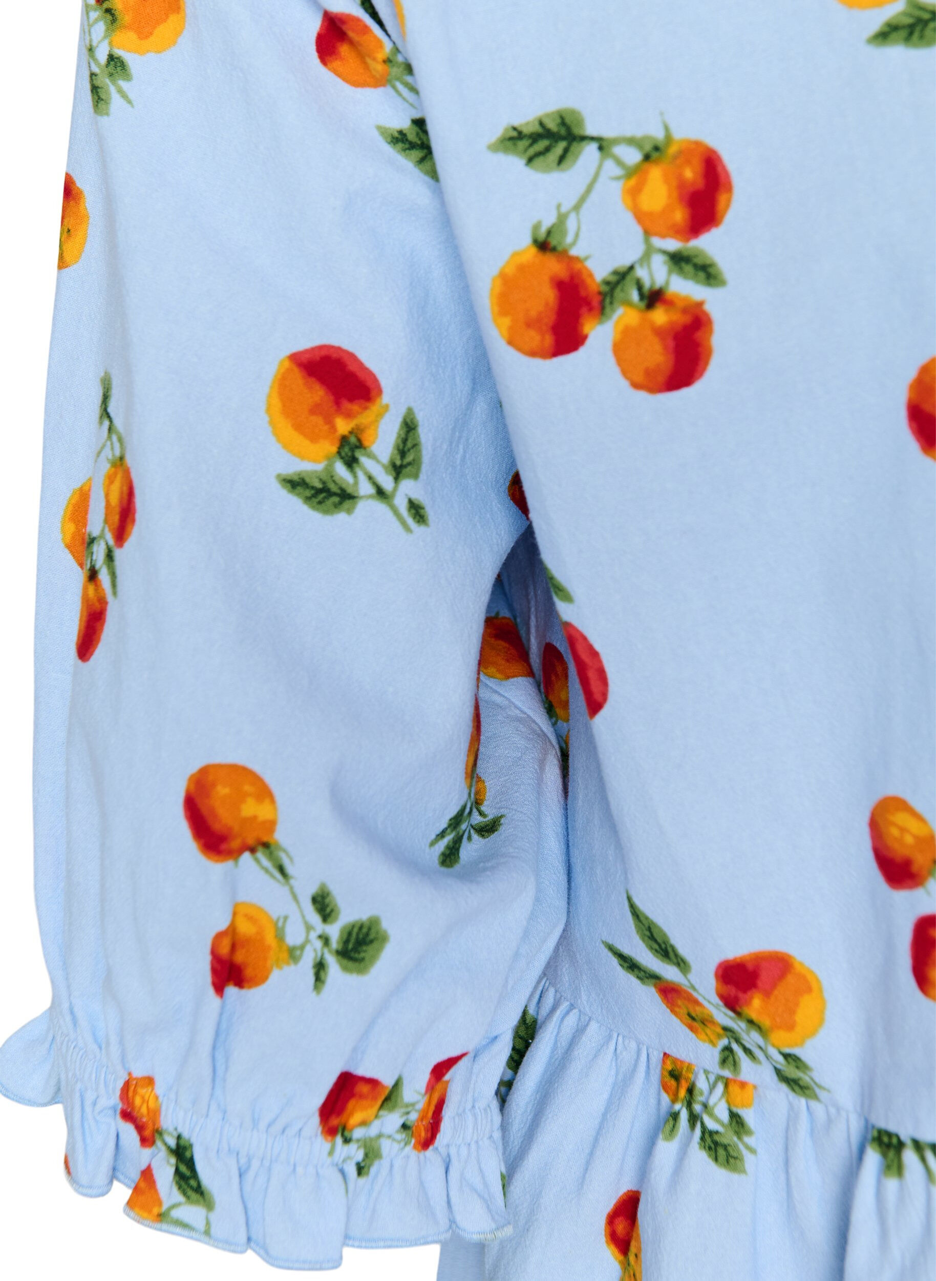 ZizziPuuvillapusero tomaattiprintill&auml; ja peplum-helmalla, Sininen, Packshot image number 3